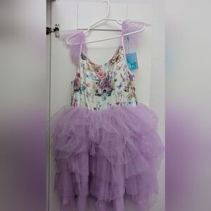 Posh Peanut Floral and Lavender Tulle Katrina Dress